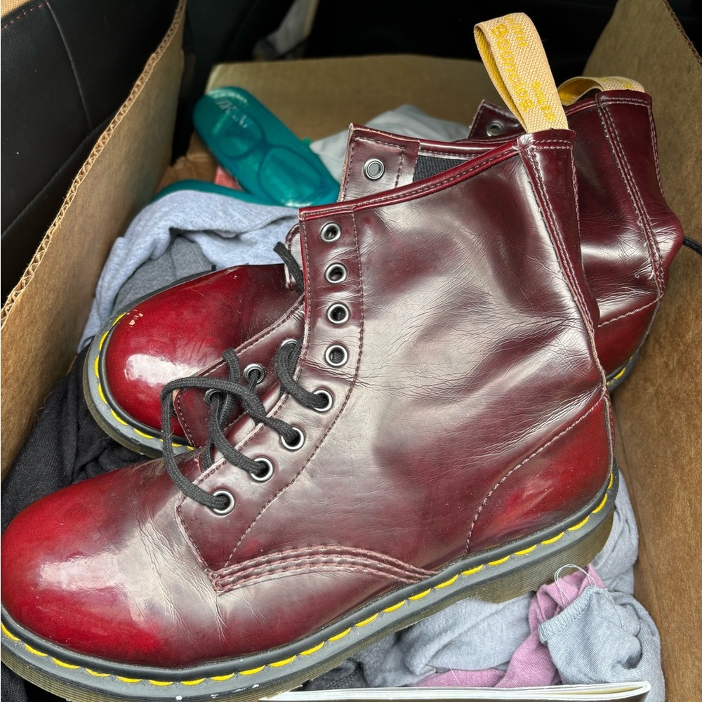 Dr. Martens Burgundy Leather Boots